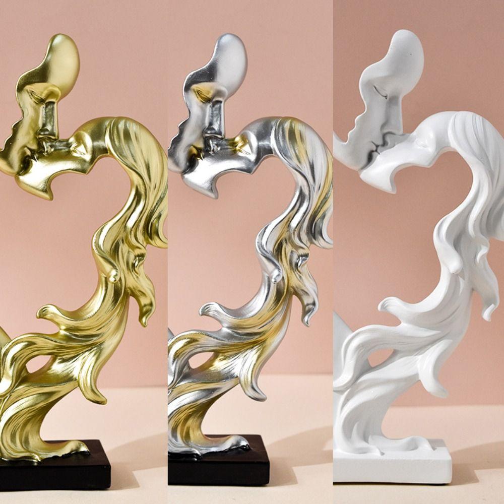 Home Decor Nordic Style Couple Statue Abstract Heart Shape Resin Figurines Romantic Lovers Sculpture Valentine's Day