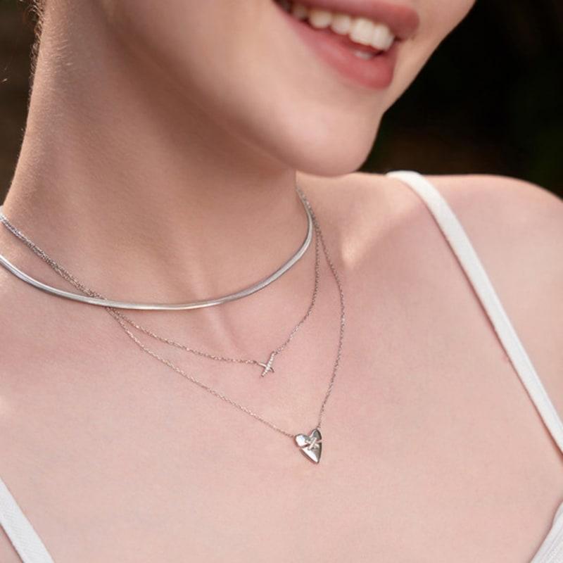 ANIA HAIE Heart Kiss Pave 925 Silver Necklace N057-02H