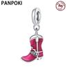 Copper Cute Pink Boot Pendants Bracelets Charm Bead Charms Compatible With Women Jewellery Party Bead Charms Do It Yourself Fine Gifts Decorate Access