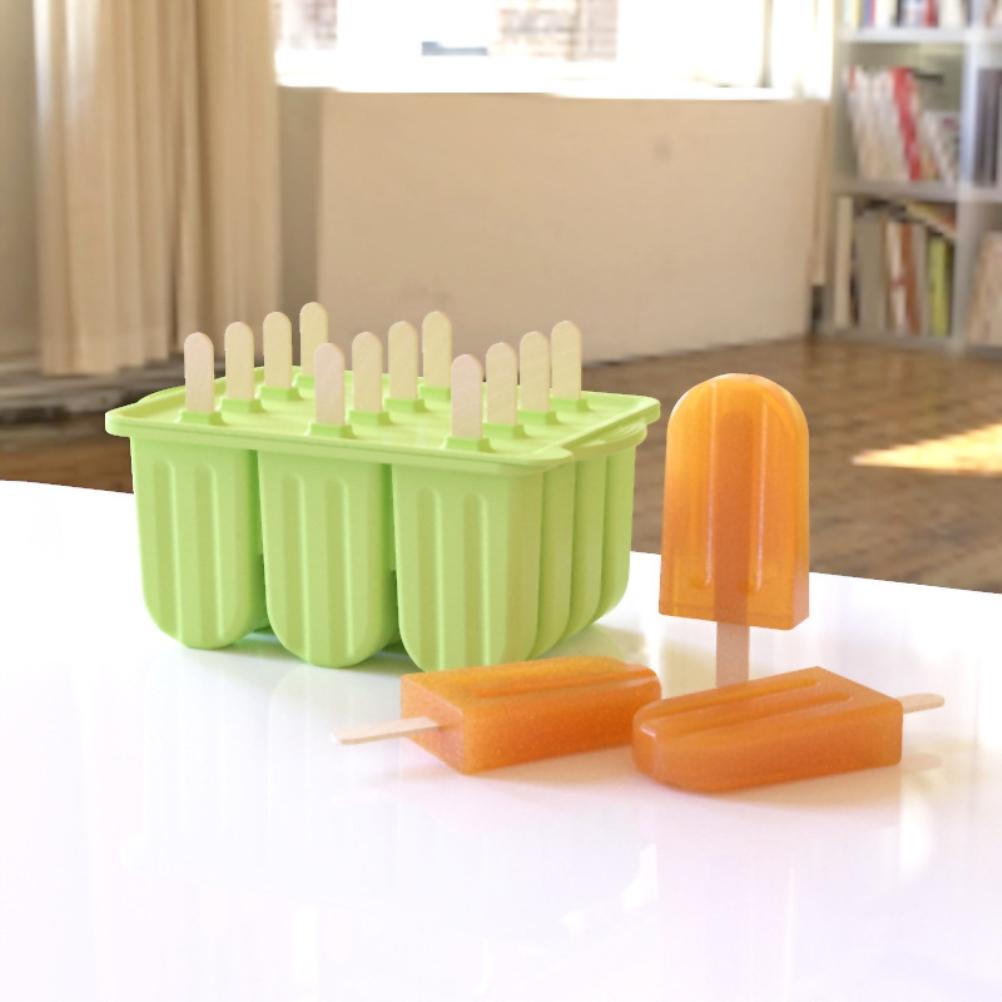 12 Cavity Silicone Popsicle Mold With Lid DIY Ice Cream Lollipop Maker
