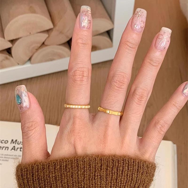 Unique medieval brushed zircon bamboo ring niche temperament ring light luxury exquisite index finger ring tide