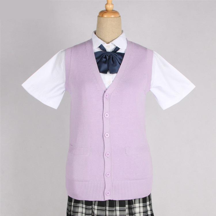 Japanese Girl College Students Sweater Waistcoat V-neck JK Uniform Knitted Cardigan Vest Campus Spring And Autumn Daily Clothes