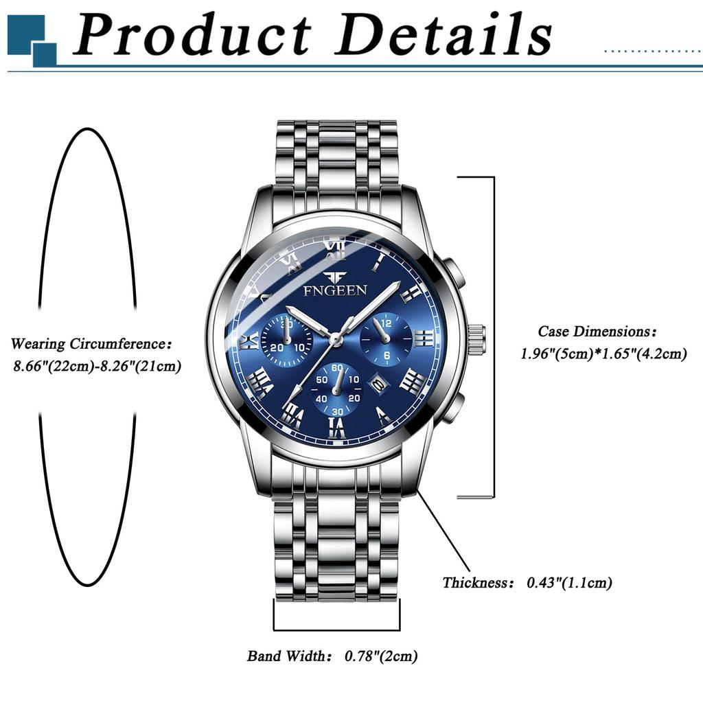 Stainless Steel Calendar 3ATM Diamond Luminous Analog Display Stylish Antique Quartz Watch Silver Blue Fashion Accessory Birthday Anniversary