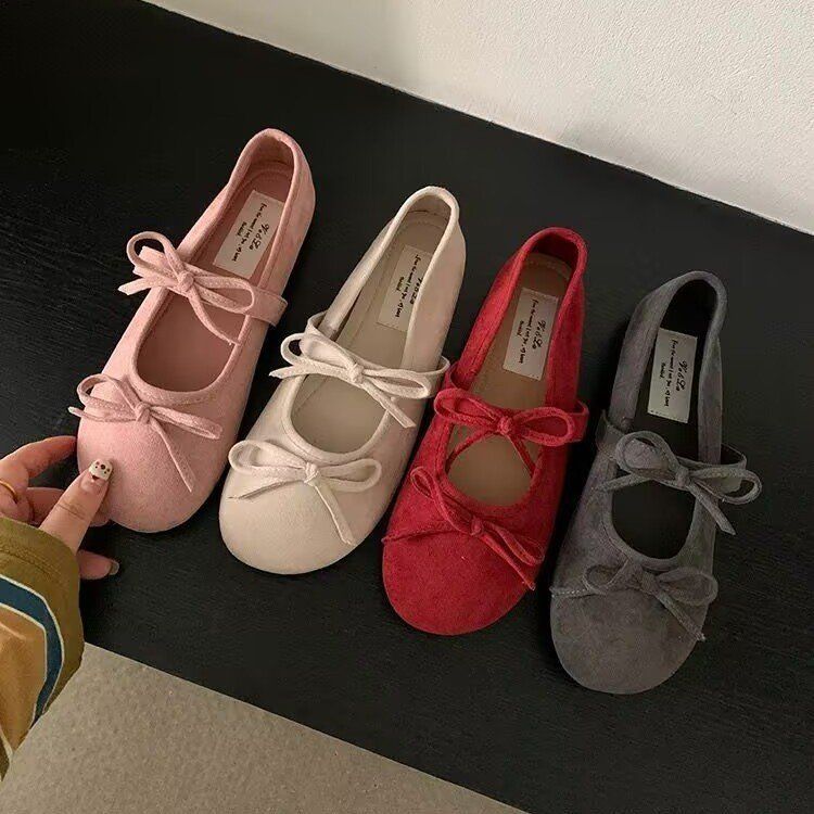 Shoes flat shoes ballet shoes French bow Mary Jane shoes 2025 early spring women's shoes with skirts soft-soled single shoes