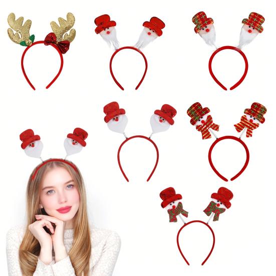 Christmas Hairband for Adults Kids Festive Hair Accessory Santa Claus Snowman Hairband for All Ages Xmas Parties Dress-up