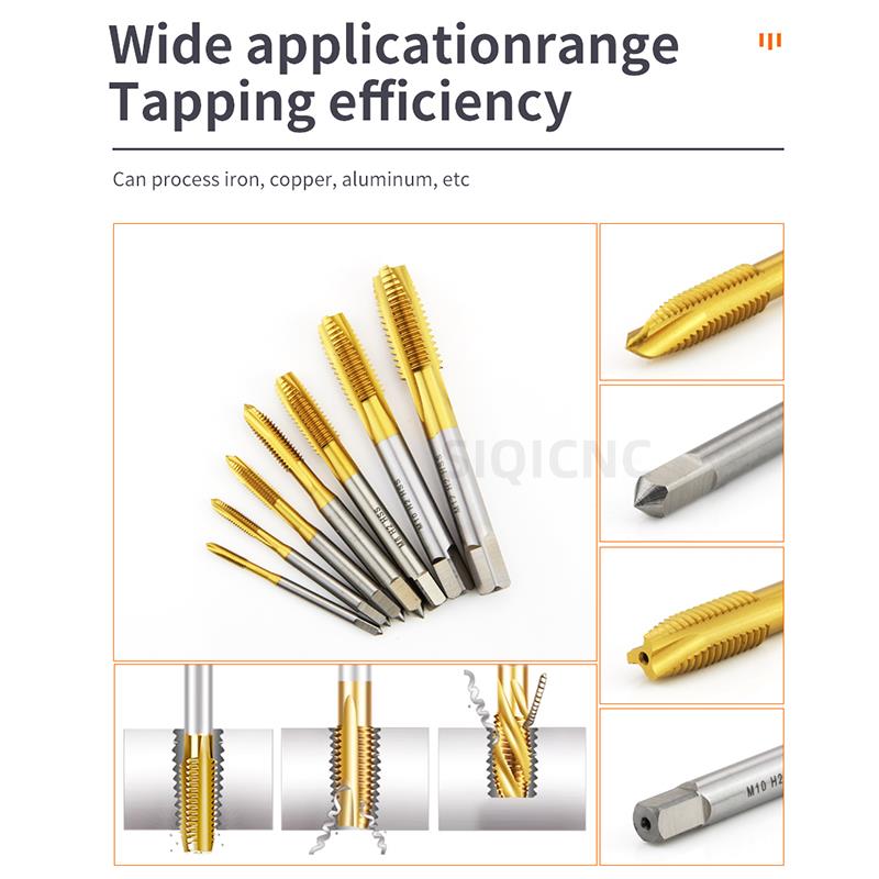 HSS Titanium Coating Screw Tap Drill Bit M2 M2.5 M3 M3.5 M4 M5 M6 M8 M10 M12 Metric Straight Flute Thread Tap Hand Tools Thread Lock3