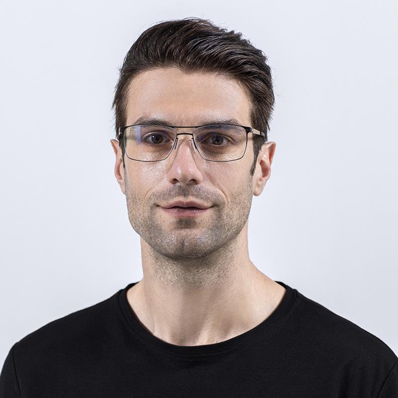 JanaM Square Frame Myopia Glasses: Trendy Metal Optical Eyewear for Men & Women, Slim Steel Design for Larger Faces