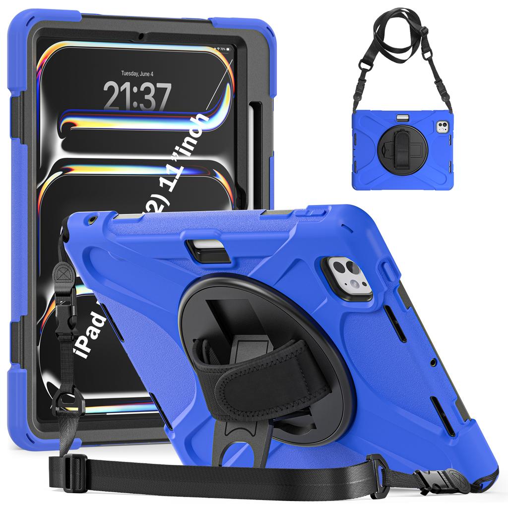 360 Rotating Case Universal for IPad Pro11 2025 M5 2024 M4 A3357 A3358 A3359 A2836 A2837 A3006 Rugged Stand Cover Shoulder Strap