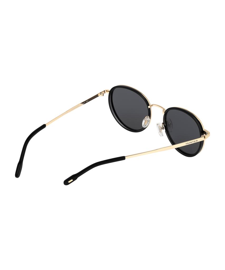 Heonteoaiweeo [Unisex] Round Titanium Sunglasses - Black Polarized Htc32