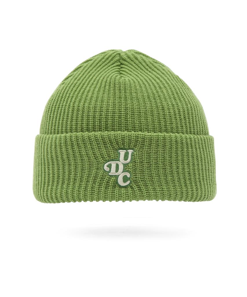 Eondeokeonteulol Winter Short Beanie Ribbed Knit Logo Embroidery Unisex Beanie Hat Beanie / Original Script / Green