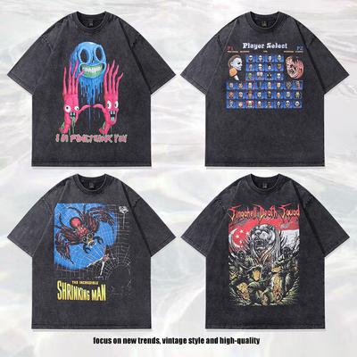 Europäische Und Amerikanische High Street Trendmarke Kurzärmeliges T-Shirt Personalisierter Trend Direktdruck Locker Gewaschenes Unterhemd Herren