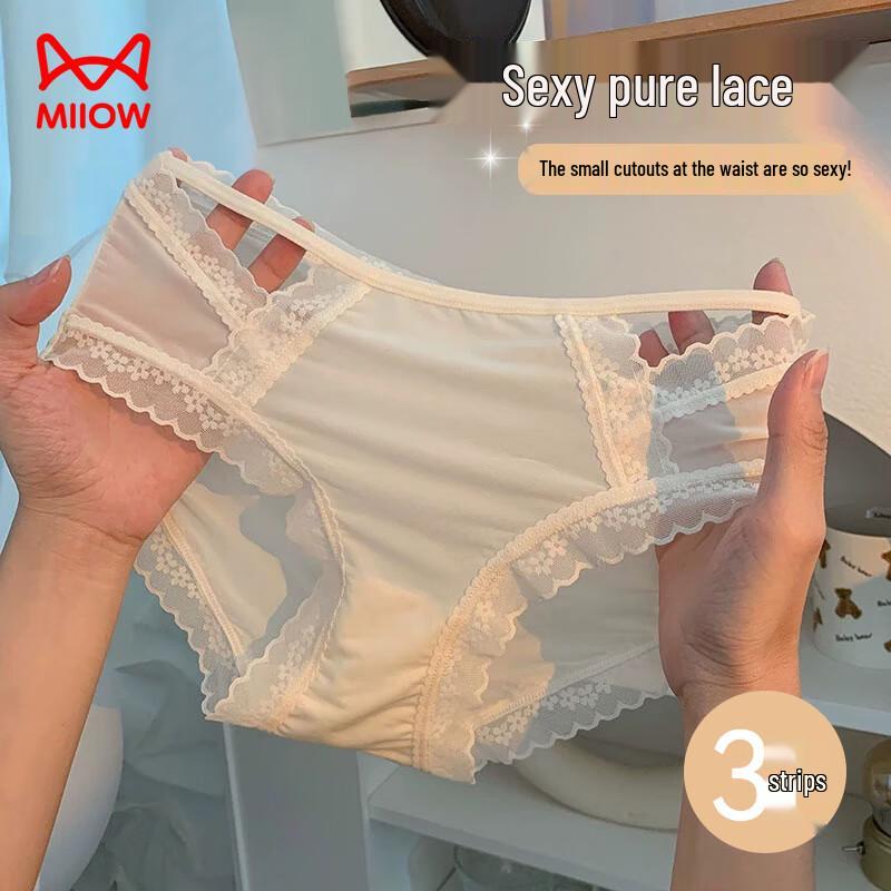 MaoRen 2025 New Style Women's Sexy Lace Briefs 3-Pack