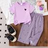 Girls' Simple Set Summer Children's Casual Top and Wide-leg Pants Two-piece Set
