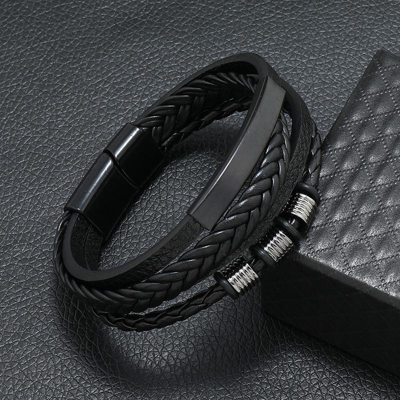 

New Fashion Men Bracelet Multilayer Leather Braclet Homme Hiphop Rock Jewelry Accessories Husband Gift Male Bangle Punk Joias
