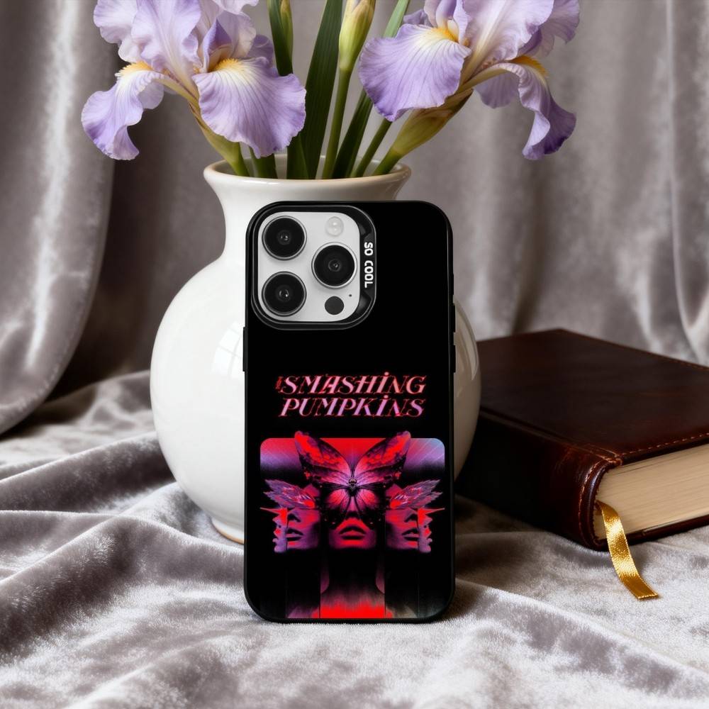 

Rockin S-Smashing P-Pumpkins Band Phone Case For iPhone17,16,15,14,13,12,11 Plus,Pro Max Black Candy Silver Plated Cover iPhone17
