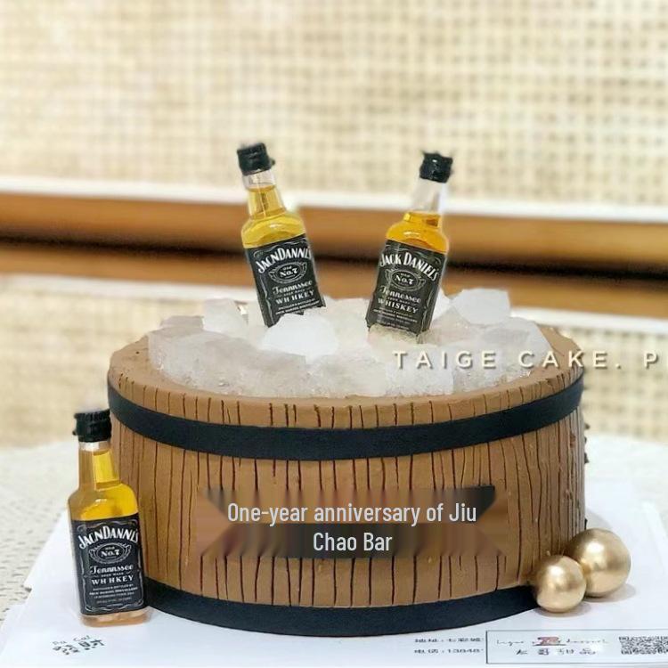 Godlike Dad Birthday Cake Decor: Mini Liquor Bottle Figurine and Plastic Drink Companion Accessories