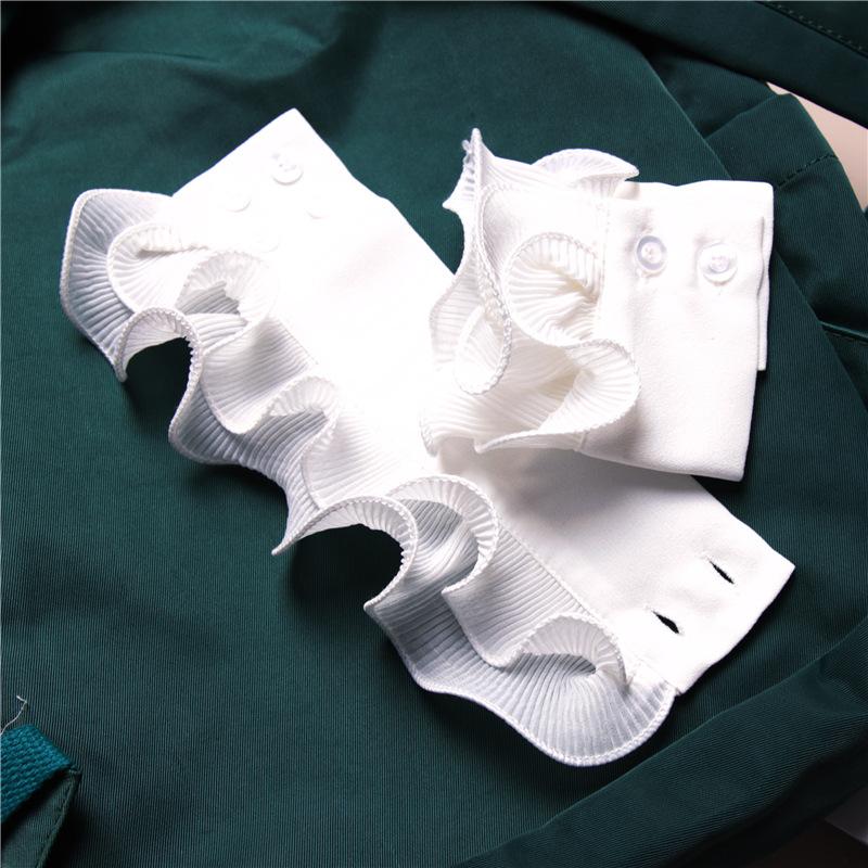 

White Lace Fake Sleeves Women For Sweater Decorative Fake Cuffs Sleeves Wedding Lace Flounces Pleat Buttoned Wrist False Sleeves