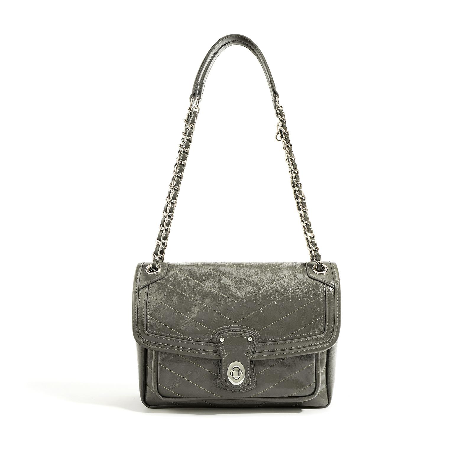 

Осенне-зимняя вместительная сумка-почтальон через плечо, ромбовидная сумка на цепочке, женская сумка кроссбоди серый