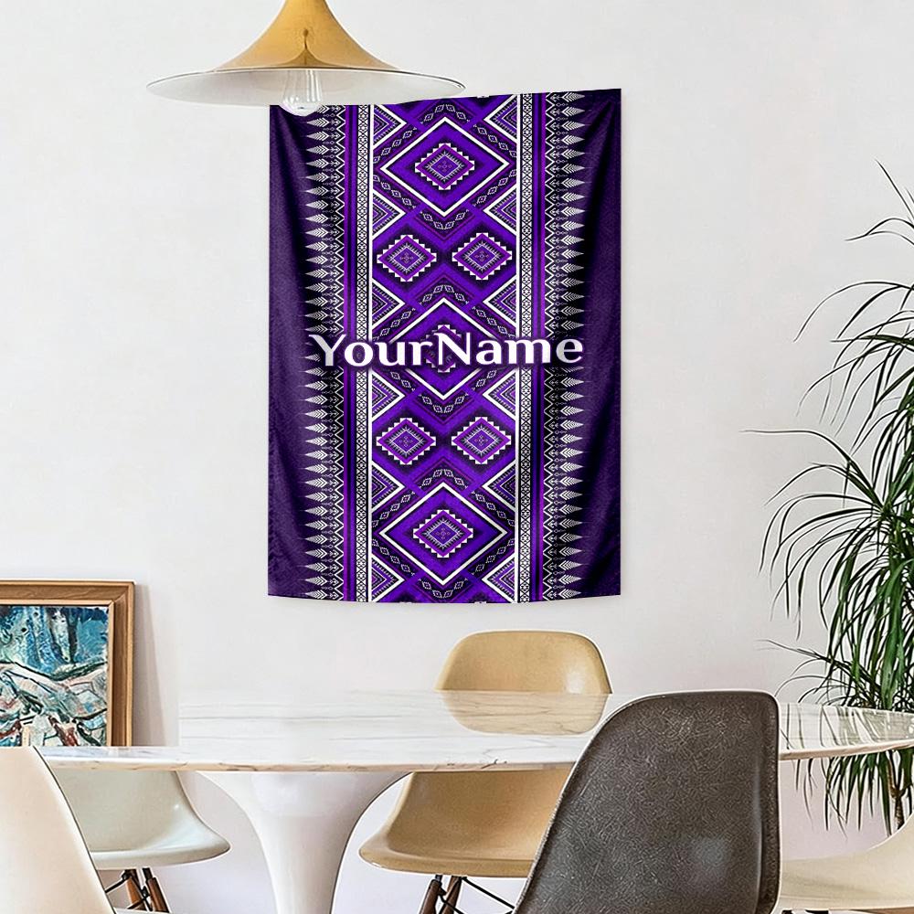 Ethnic Tribal Patterns Custom Your Name Wall Decor Tapestry Art For Pet Memorial Birthdaywedding Party Backdrop Family Gift