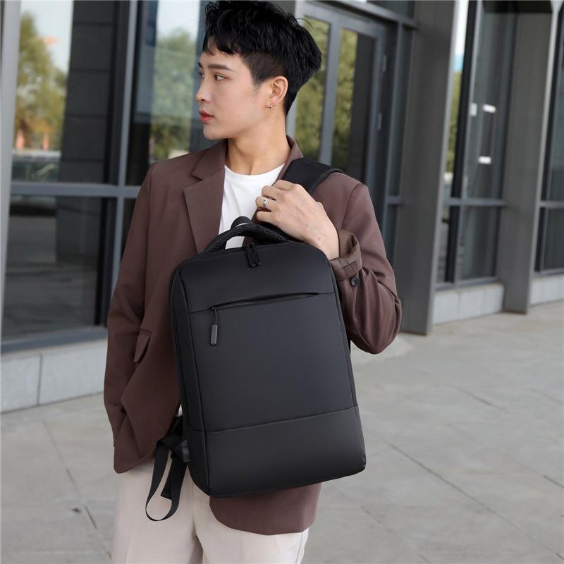 Casual simple business men's backpack trend travel student computer bag, polyester notebook backpack