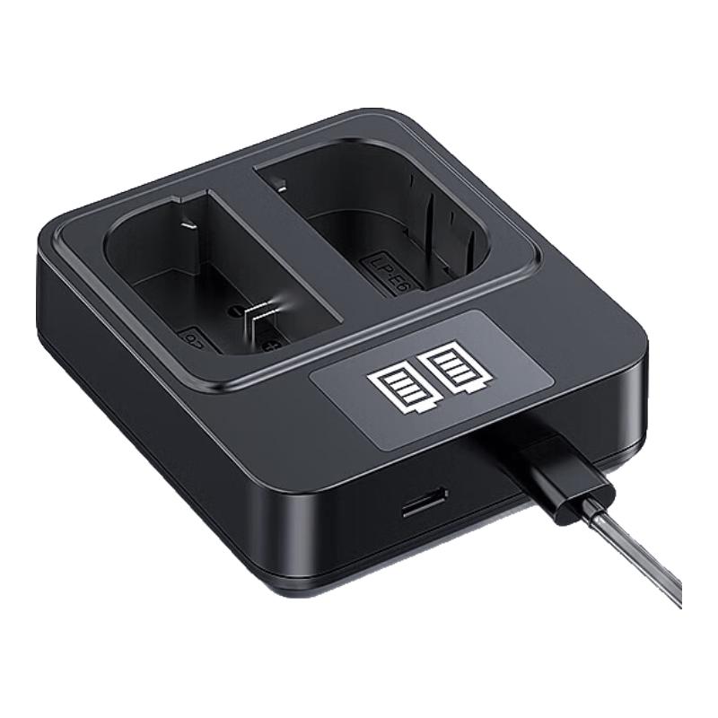 Llano LP-E6 Camera Battery Dual Charger for Canon EOS CN plug (adapter included)