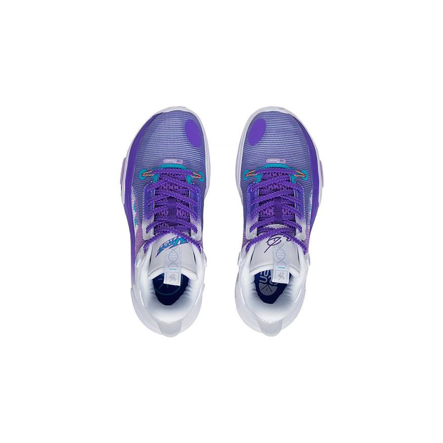 Li Ning All City 11 Youth Edition Snow Mountain Shock Absorption Non-Slip Wear-Resistant Low-Top Basketball Shoes Kids Sneaker Gray Purple ABPT049-2