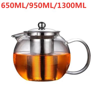 650/950/1300ML Καφετιέρα Τσαγιέρα με Έγχυση Γυάλινη Τσαγιέρα Βραστήρας Ανθεκτική στη Θερμότητα Puer Τσαγέρα με Φίλτρο Σουρωτήρι από Ανοξείδωτο Ατσάλι