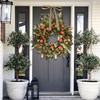 Artificial  Pomegranate  Wreath Bowknot Pomegranate And Leaf Thanksgiving Farmhouse Front Door Decor