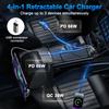 12-24V 4 In 1 Car Charger with Retractable Cable Atmosphere Lamp Star Top Light 120W Adapter Car Phone Charger USB Type-C Ports