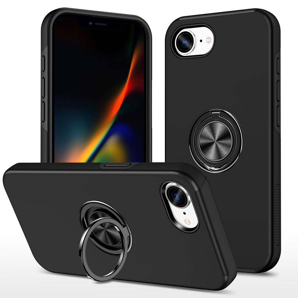 For iPhone 16e Case PC + TPU Phone Cover with Rotatable Ring Holder
