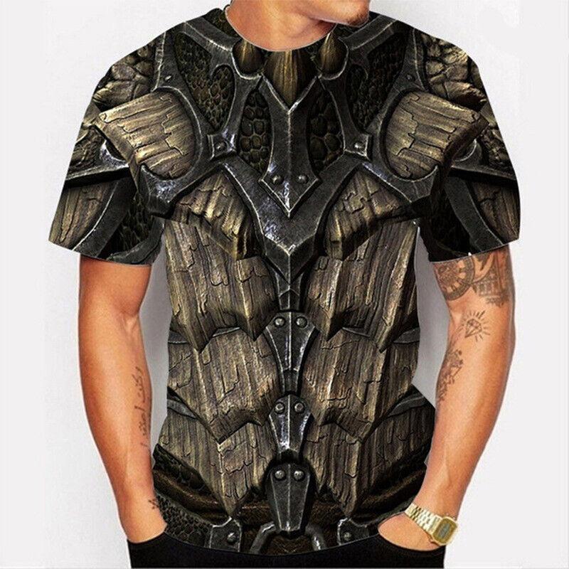 Hot Sale Chainmail Armor 3D T Shirt Men Medieval Knight Graphic Tees Oversized Casual Short Sleeve Crewneck Men Women T-shirts