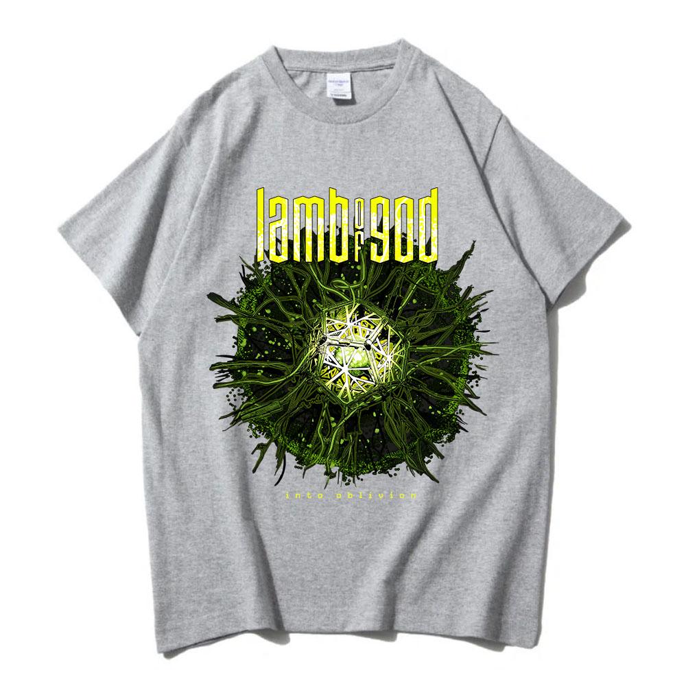 Into Oblivion Burst Svart T-shirt LAMB OF GOD Rockband T-shirt Unisex Tung Mental Streetwear Kortärmad Bomull Sommar T-shirt