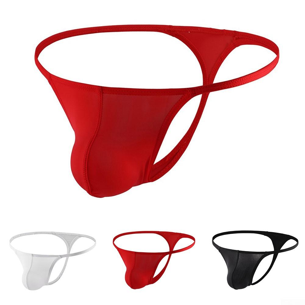 Regular Length Ice Silk Underwear Low Waist Thongs Men Sexy Briefs