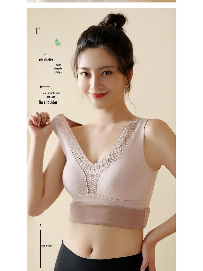 Women's Double-Sided Brushed Velvet Warm Vest with Thickened Chest Pads and Bottoming Thermal Underwear
