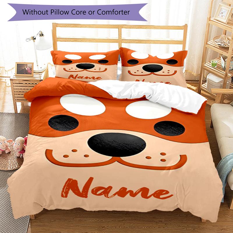 3pcs Custom Name Dog Bedding Set Duvet Cover Closure Includes 1 Duvet Cover & 2 Pillowcases, Soft and Comfortable for All Seasons.