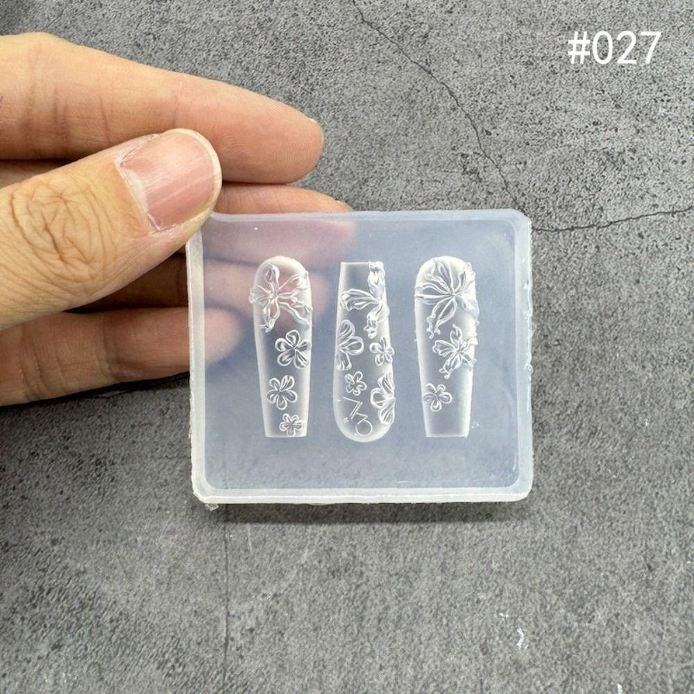 With Box Nailart Mold Transparent Silicone Template New Nail Art Template  Nail Decoration
