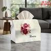 2D Flat 1pc, Tissue Box. Bouquet Name Card Pattern Napkin Paper Dispenser, Reusable, Daily Desktop Tissue Storage Box, Suitable for Kitchen Living Roo