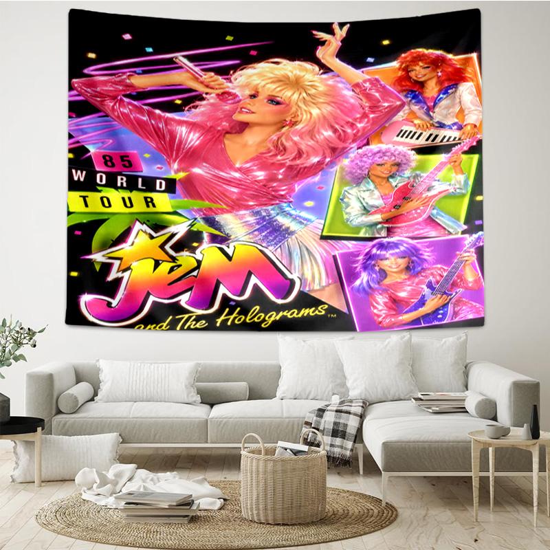 Jem Anime Characters Quick-Dry Tapestry Hanging for Bedroom,Livingroom, Playroom,Decor Art Room Wall Tapestry Holiday and Birthday Gifts