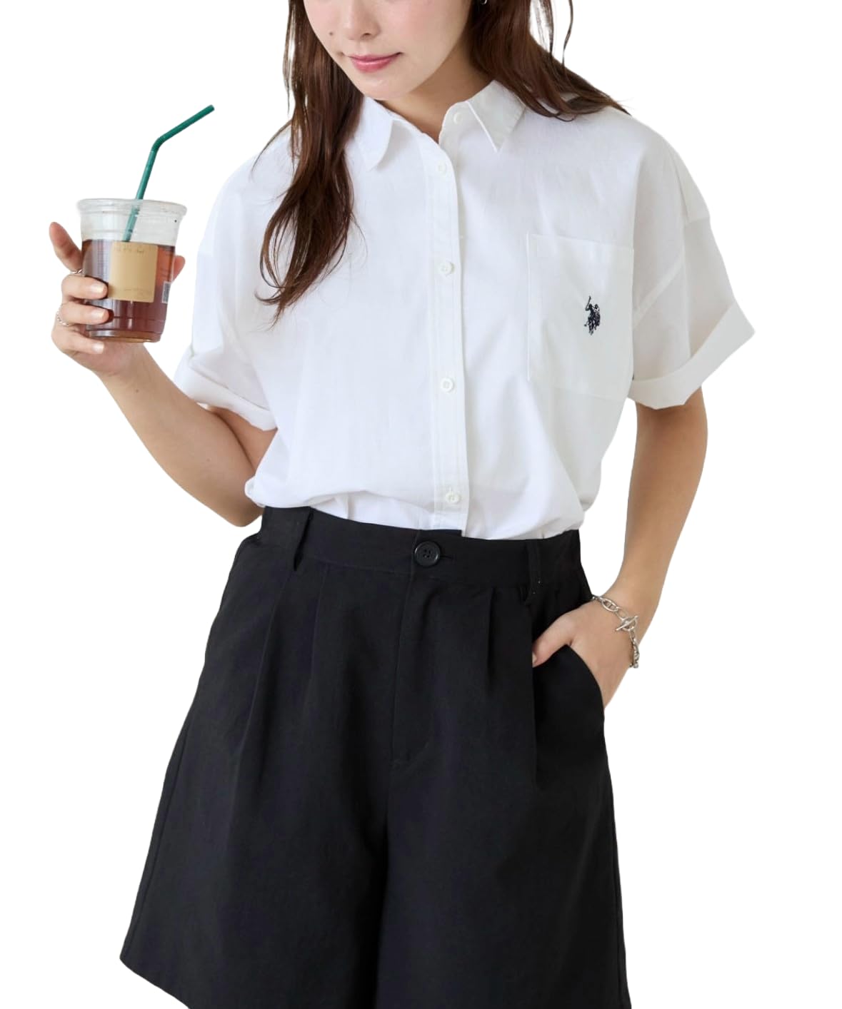 

WEGO US POLO Футболка с коротким рукавом, однотонная вышивка, идеально подходит для и Размер F Женская, на заказ цвет, Весна, Лето, Осень, (белый) белый