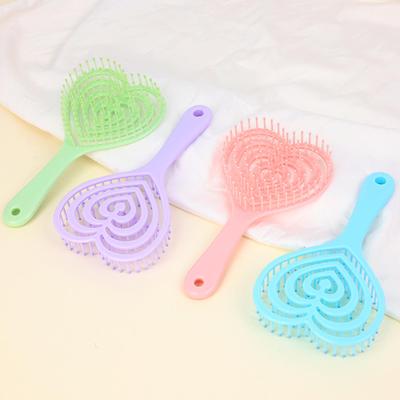 Shuanghai Heart-Shaped Candy Color Massage Comb - Mosquito Coil Design, Smoothing, Wet & Dry Styling, Cute and Hollow.