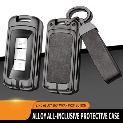 Nova capa de couro de liga de zinco para chave de carro para Mitsubishi Outlander ASX LANCER Pajero Sport Eclipse Bolsa para chave de carro sem chave