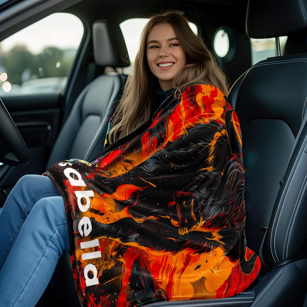 Custom Name Bull Flannel Blanket Lightweight Throw For Sofa Camping Office Chair Bed Soft Warm Printing Blanket For All Seasons
