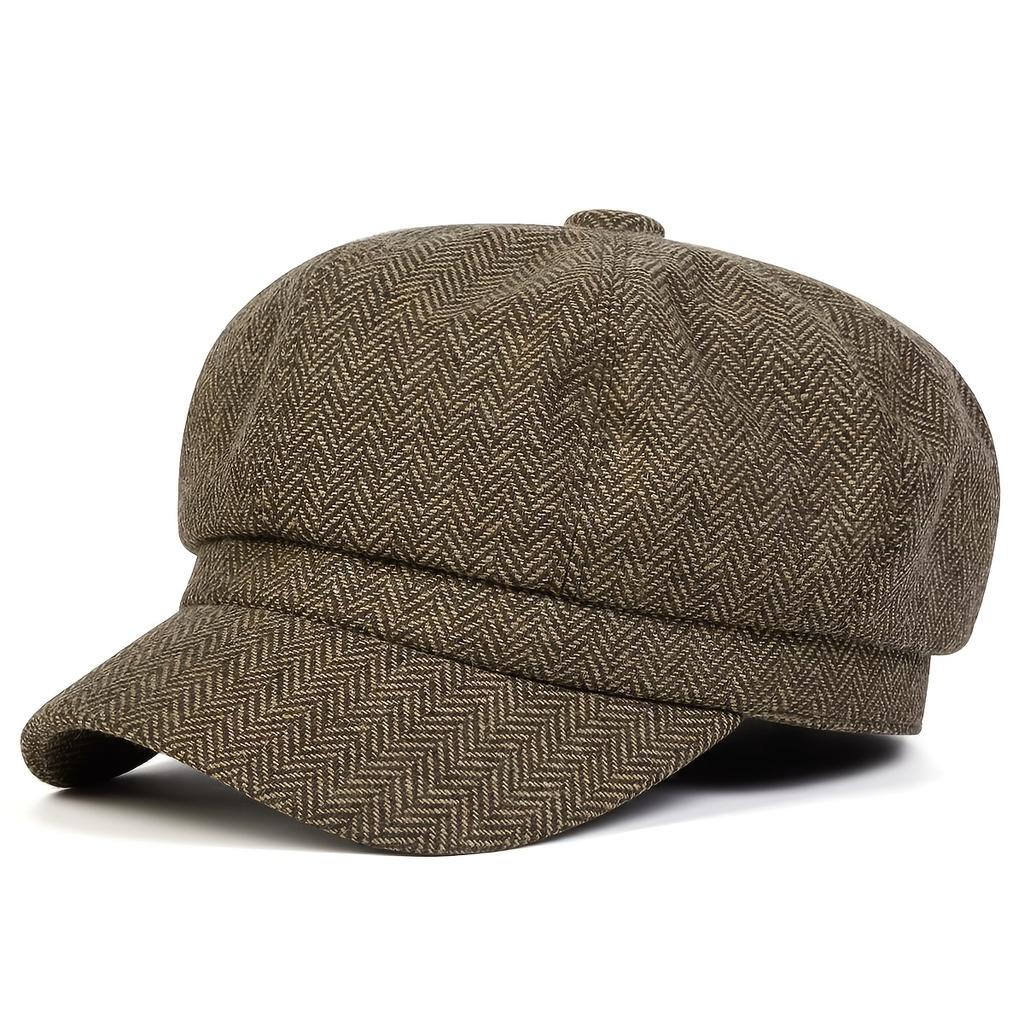 1Women's herringbone pattern octagonal beret hat, outdoor fashion casual hat suitable for autumn and winter travel, seaside parties