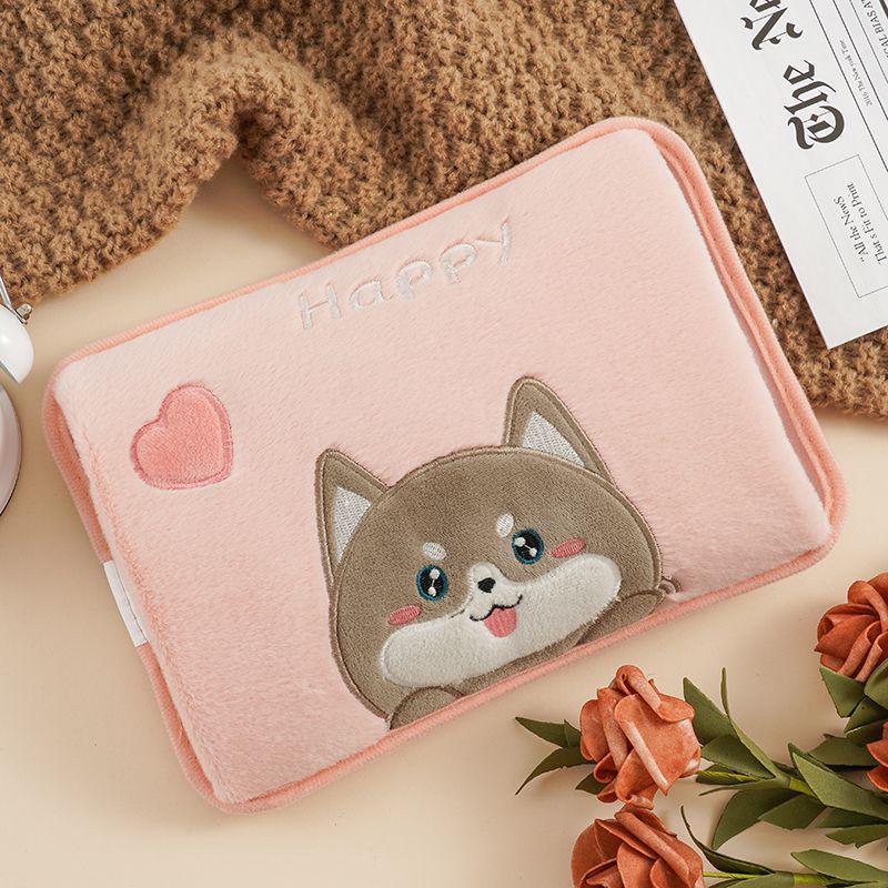 Plush Hot Water Bottle with Thick Cloth Cover for Women's Abdomen