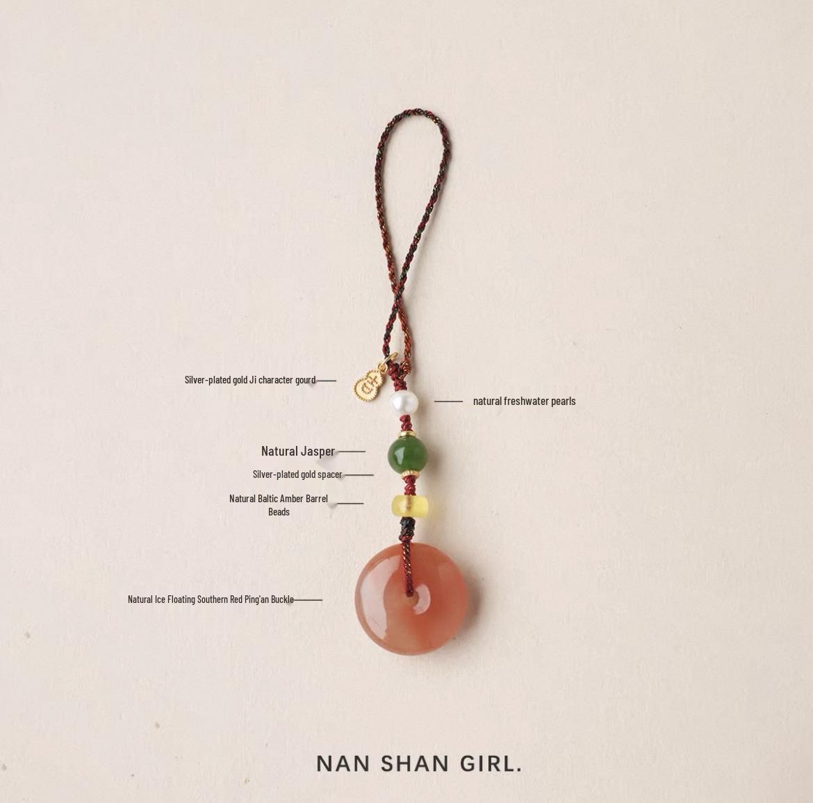 Natural Ice Floating Pixiu Peace Buckle Phone Lanyard - Handmade DIY Pendant Accessory.