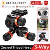 K&F CONCEPT High Precision Fluid Head Load Capacity 13.2lbs/6kg 3 Way Geared Tripod Head Aluminum Alloy for Photography Camera