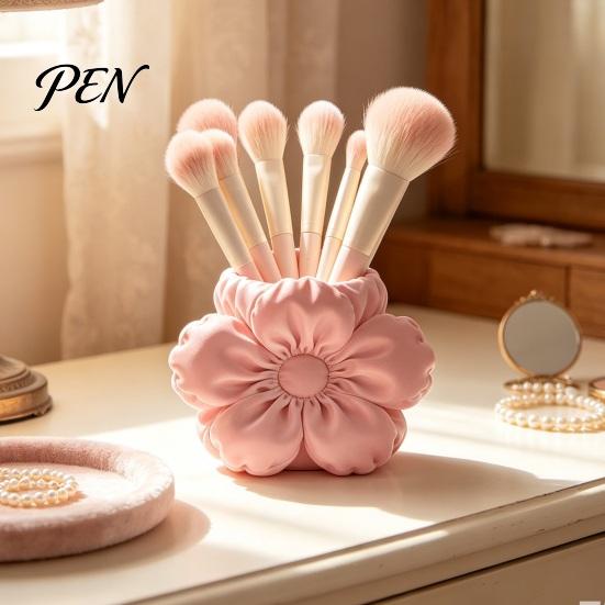 Modern Minimalist Pen Holder Satin Flower Holder, Petal Design Desk Organizer, Durable Stationery PLA Desktop Storage Container, for Home Office