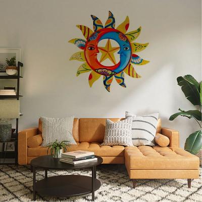 1pc Creative Metal Wall Art of Sun Moon Star - Outdoor Hanging for Garden Decoration, Party