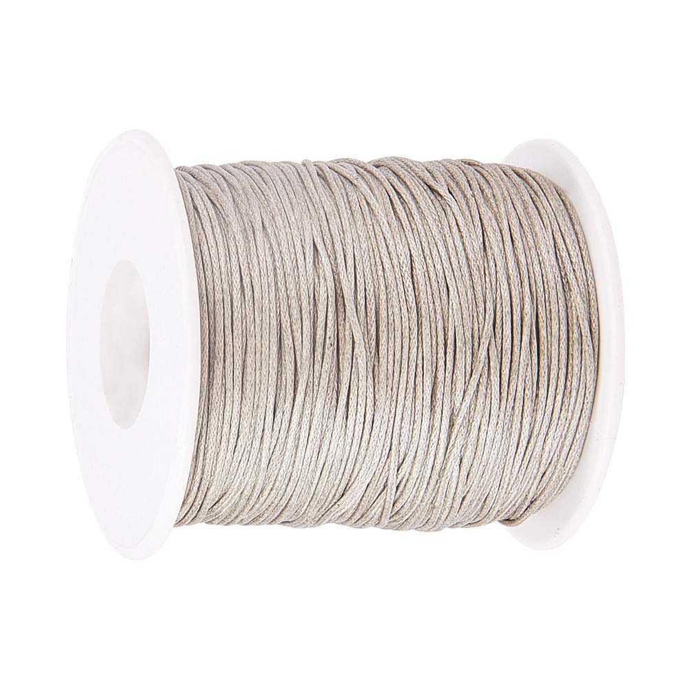 Waxed Cotton Thread Cords, Light Grey, 1mm, About 100yards/roll(300 Feet/roll)