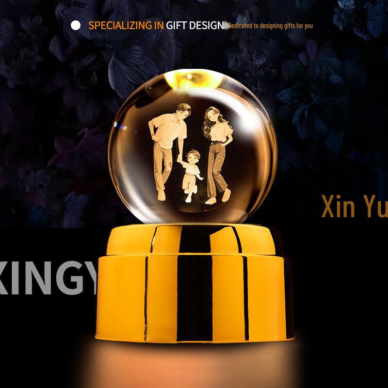 Creative Rotating Crystal Ball Night Light: Decorative Craft for Bedroom Atmosphere and Festive Gift.